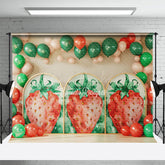 Lofaris Sweet Strawberry Balloon Birthday Cake Smash Backdrop